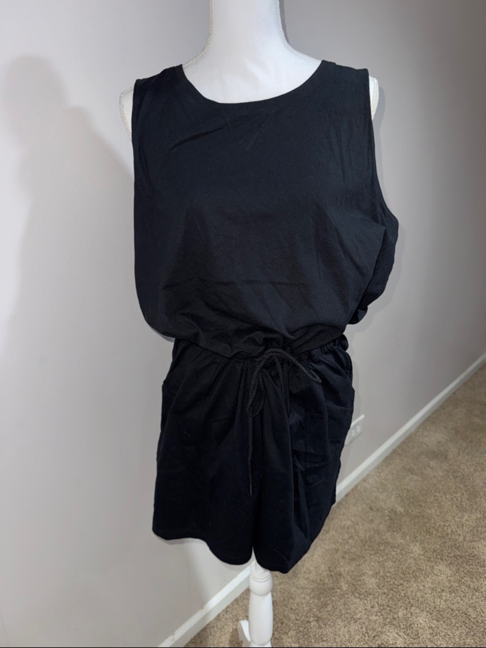 Ideology Black Sleeveless Drawstring Romper